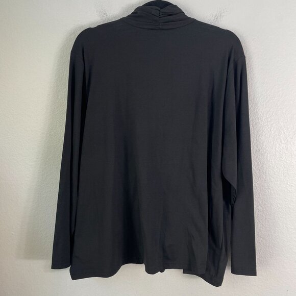 NEW Liz Claiborne Womens Plus 3X Black Draped Top Pima Cotton Blend Shirt - Picture 8 of 9